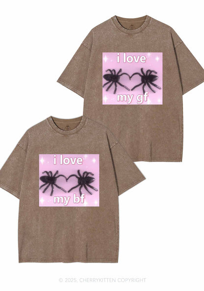 Love My Spider BF GF Y2K Valentine's Day Washed Tee Cherrykitten
