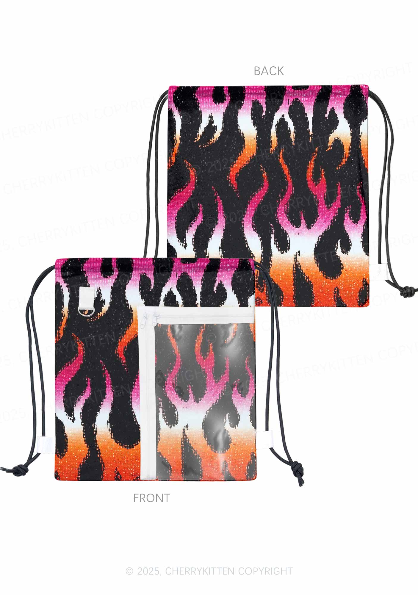 Lesbian Flame Pride Y2K Drawstring Itabag Backpack Cherrykitten