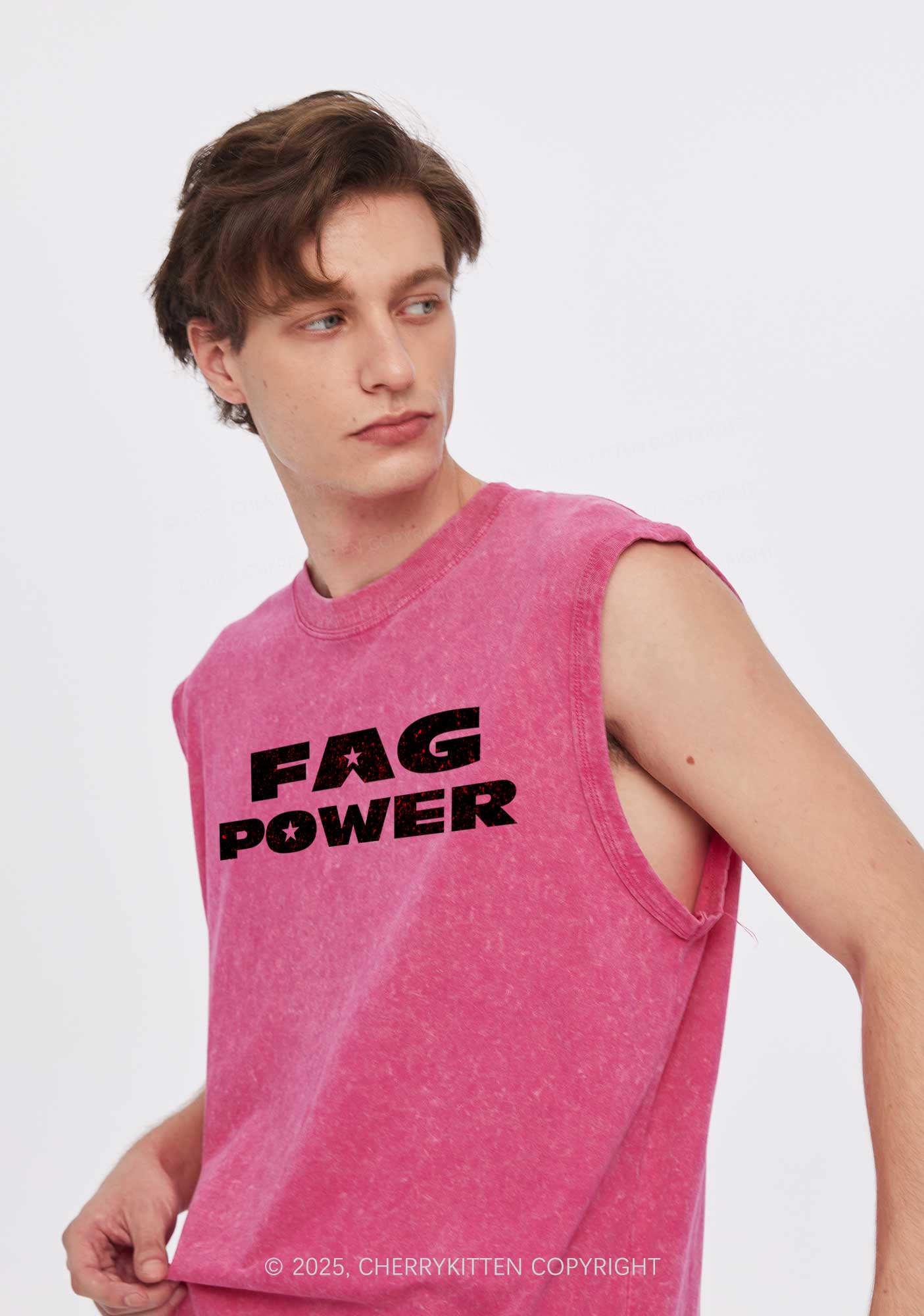 Fag Power Pride Y2K Washed Muscle Tank Cherrykitten