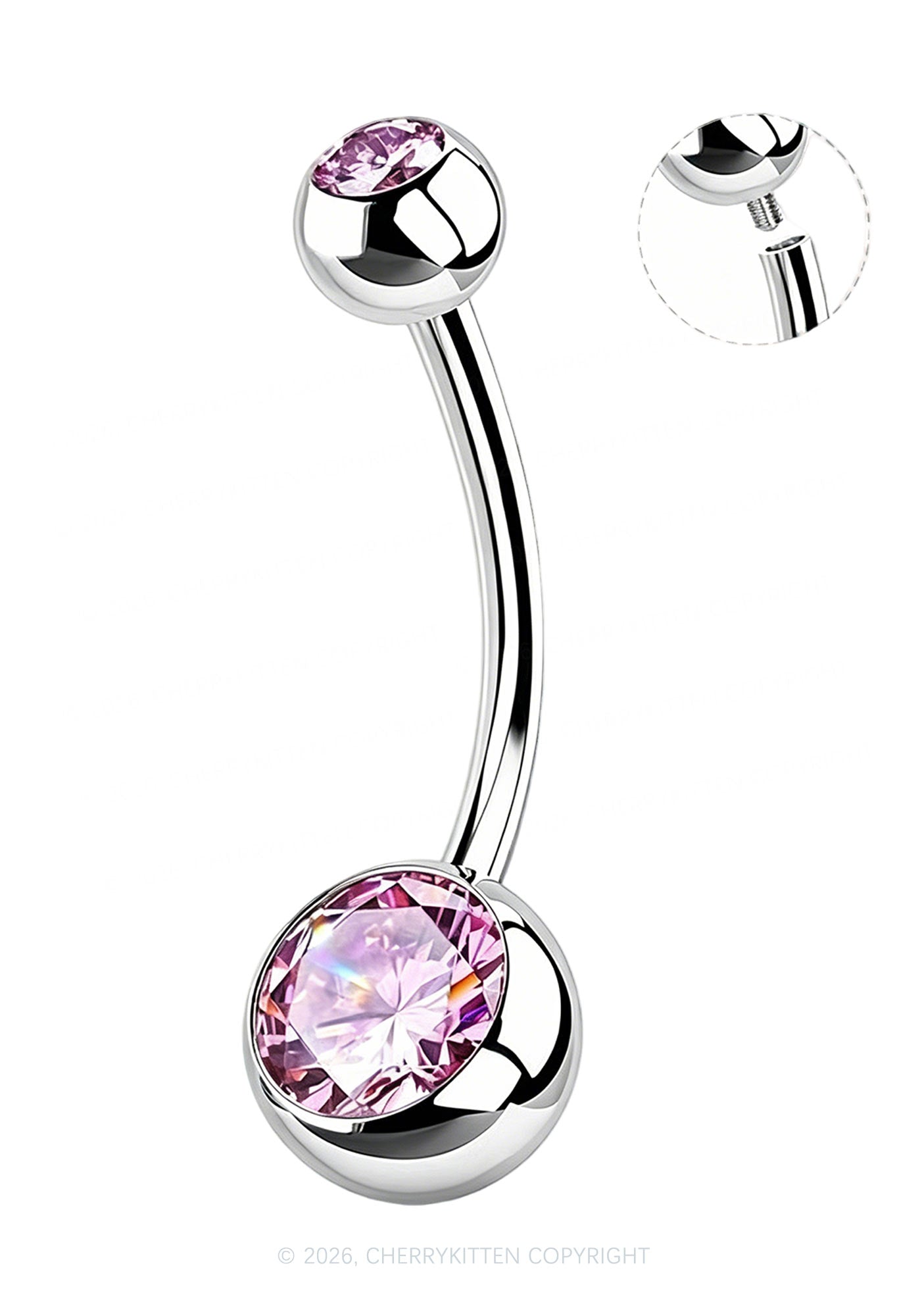 1pc Titanium Double Gemmed Y2K Navel Piercing Cherrykitten