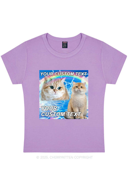 Custom Text Your Kitten Y2K Baby Tee Cherrykitten