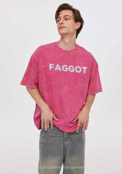Glitter Faggot Pride Y2K Shirts Washed Tee Cherrykitten
