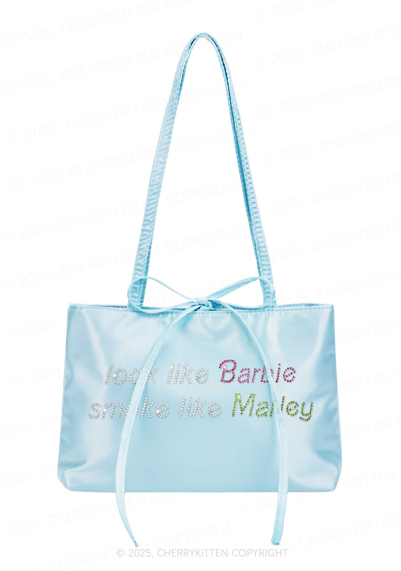 Rhinestone Smoke Like Marley Y2K Satin Bags Cherrykitten