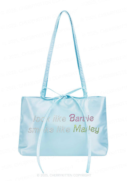 Rhinestone Smoke Like Marley Y2K Satin Bags Cherrykitten