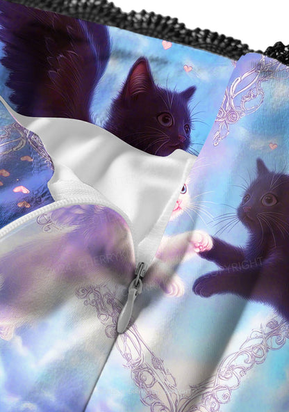Cat Angel Y2K Print Midi Skirt Cherrykitten