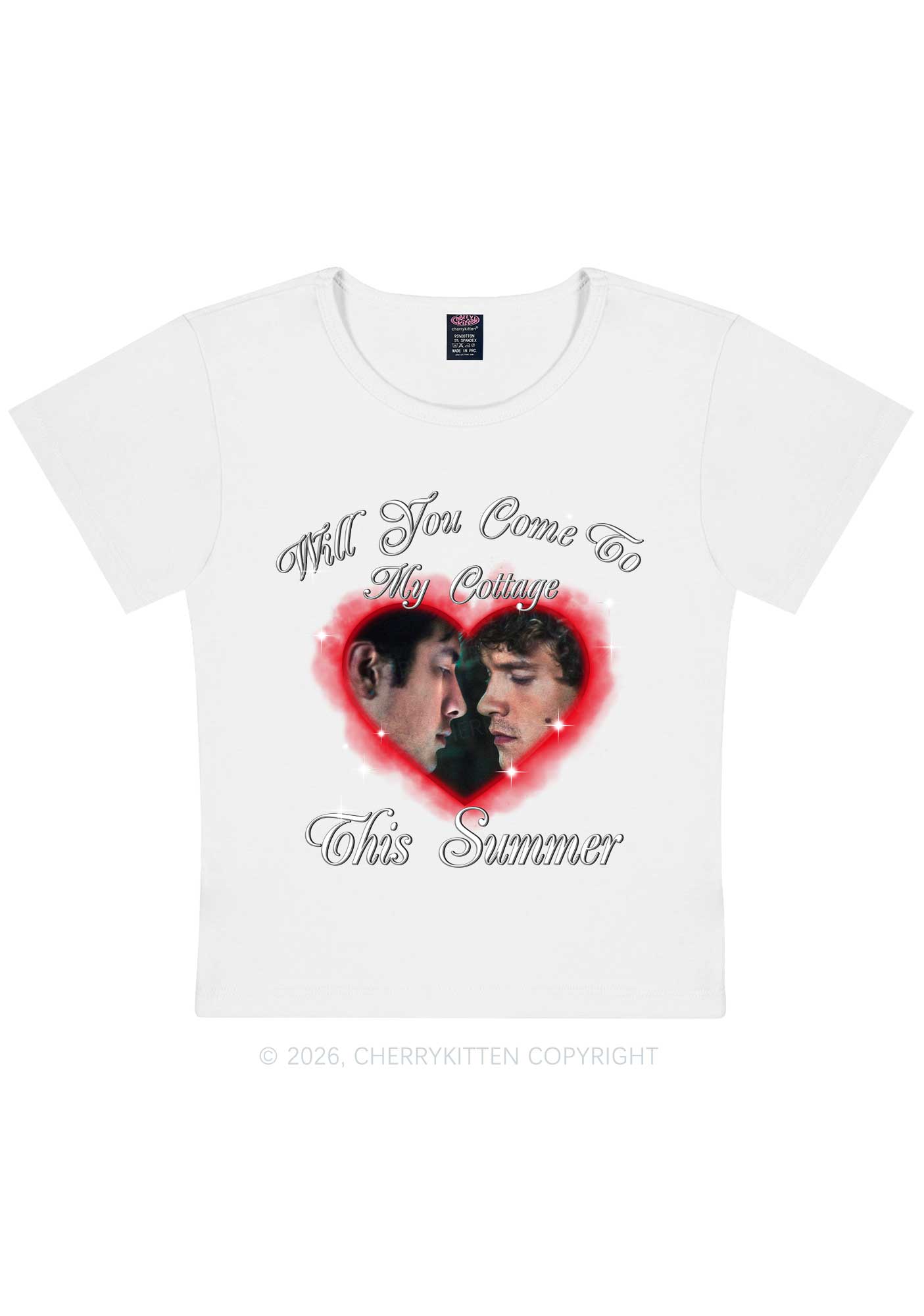 Come To My Cottage This Summer HR Y2K Baby Tee Cherrykitten