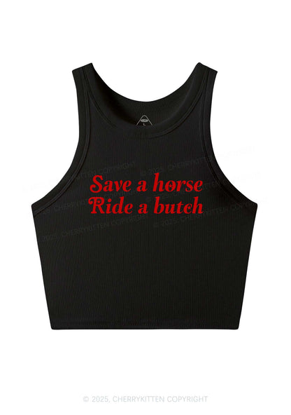 Save Horse Ride Butch Y2K Crop Tank Top Cherrykitten