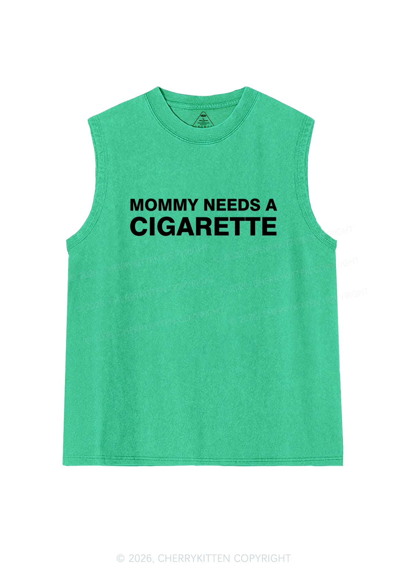 Mommy Needs A Cigarette Y2K Washed Muscle Tank Cherrykitten