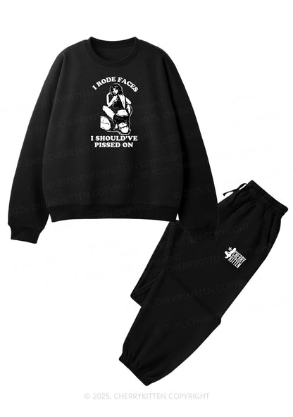I Rode Faces Y2K Fleece Sweatshirts Set Cherrykitten