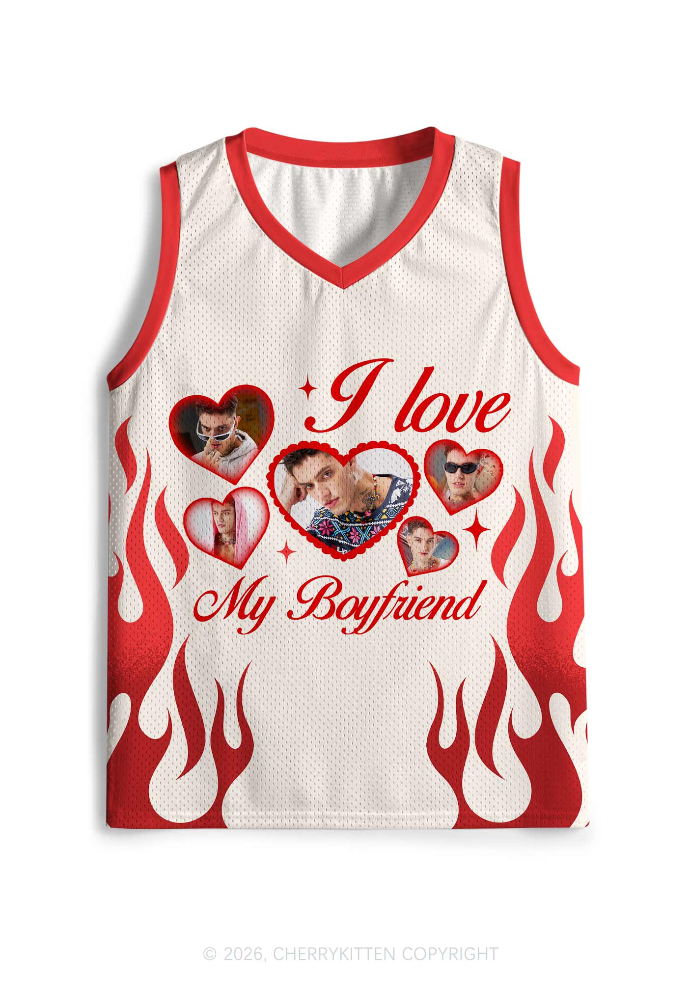 Creamy White Custom GF BF Photo Y2K Sport Jersey Tank Cherrykitten