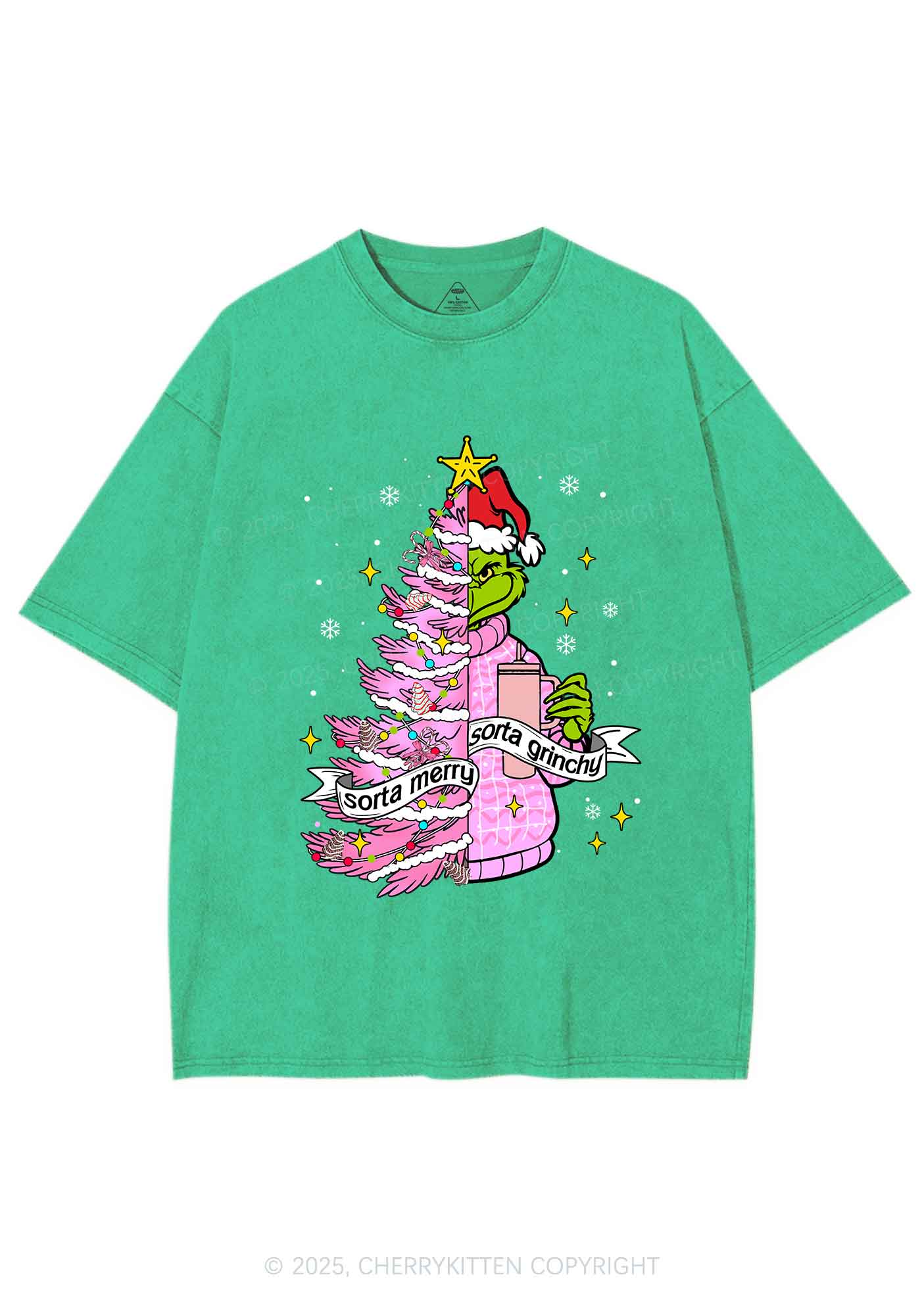 Christmas Sorta Merry Y2K Shirts Washed Tee Cherrykitten