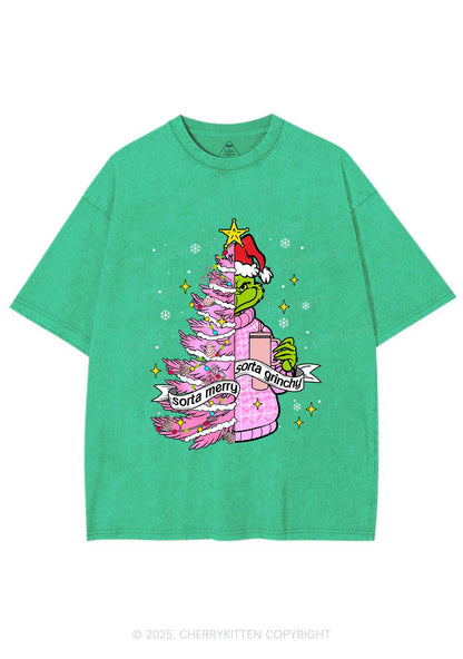 Christmas Sorta Merry Y2K Shirts Washed Tee Cherrykitten