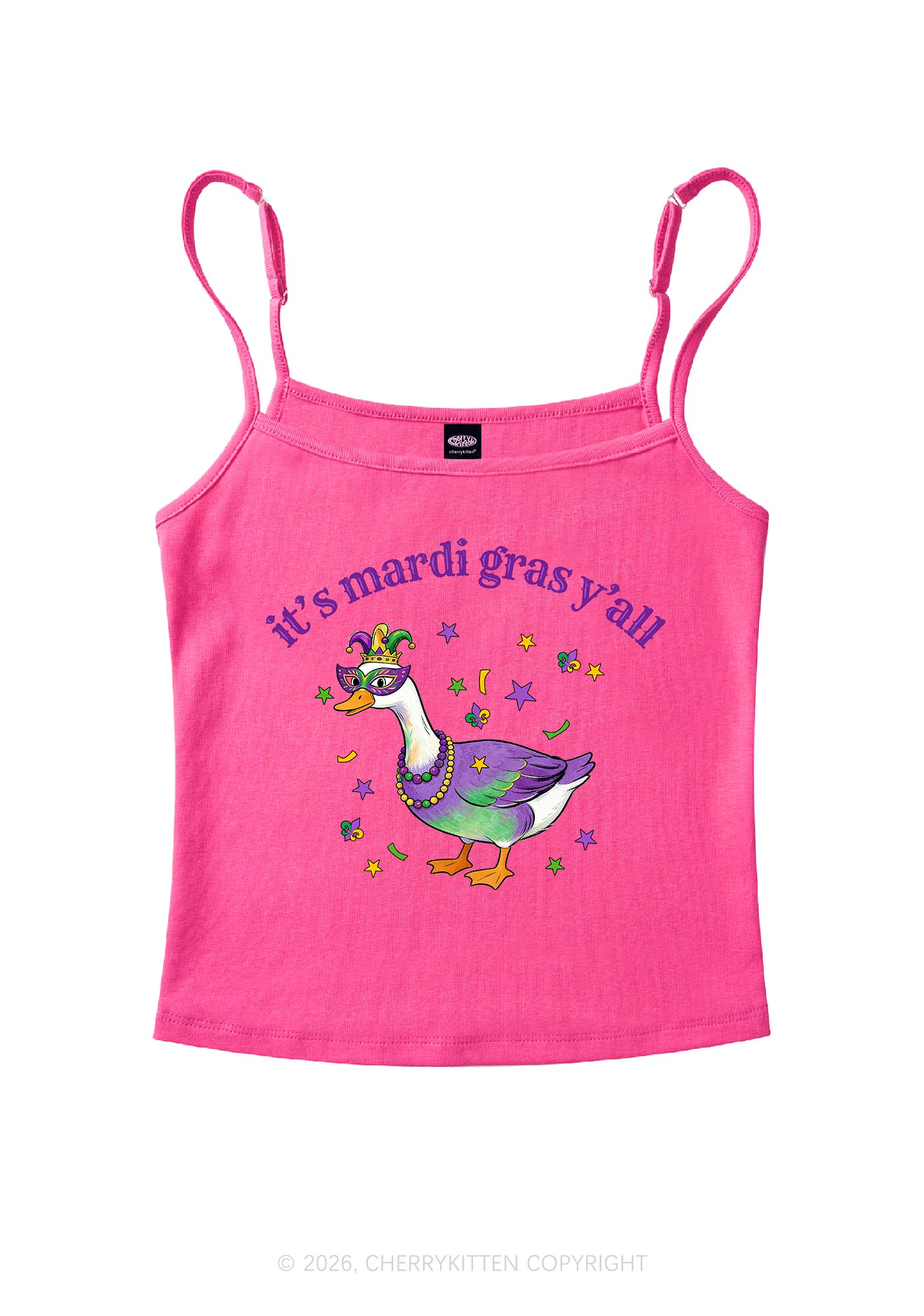Its Mardi Gras Yall Y2K Spaghetti Strap Cami Cherrykitten