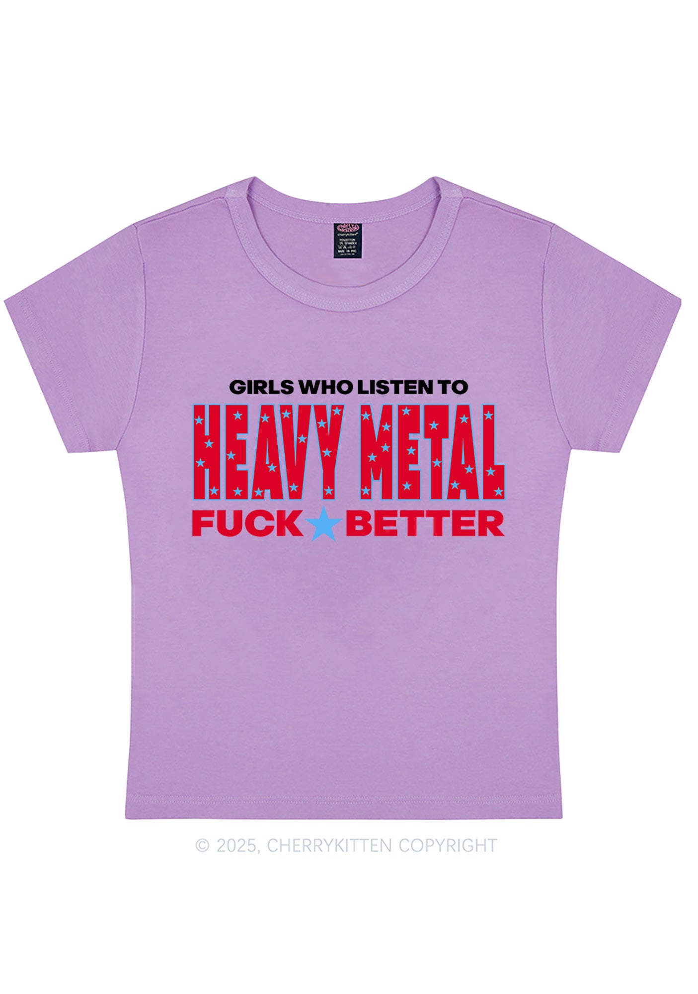 Girls Listen Heavy Metal Y2K Baby Tee Cherrykitten