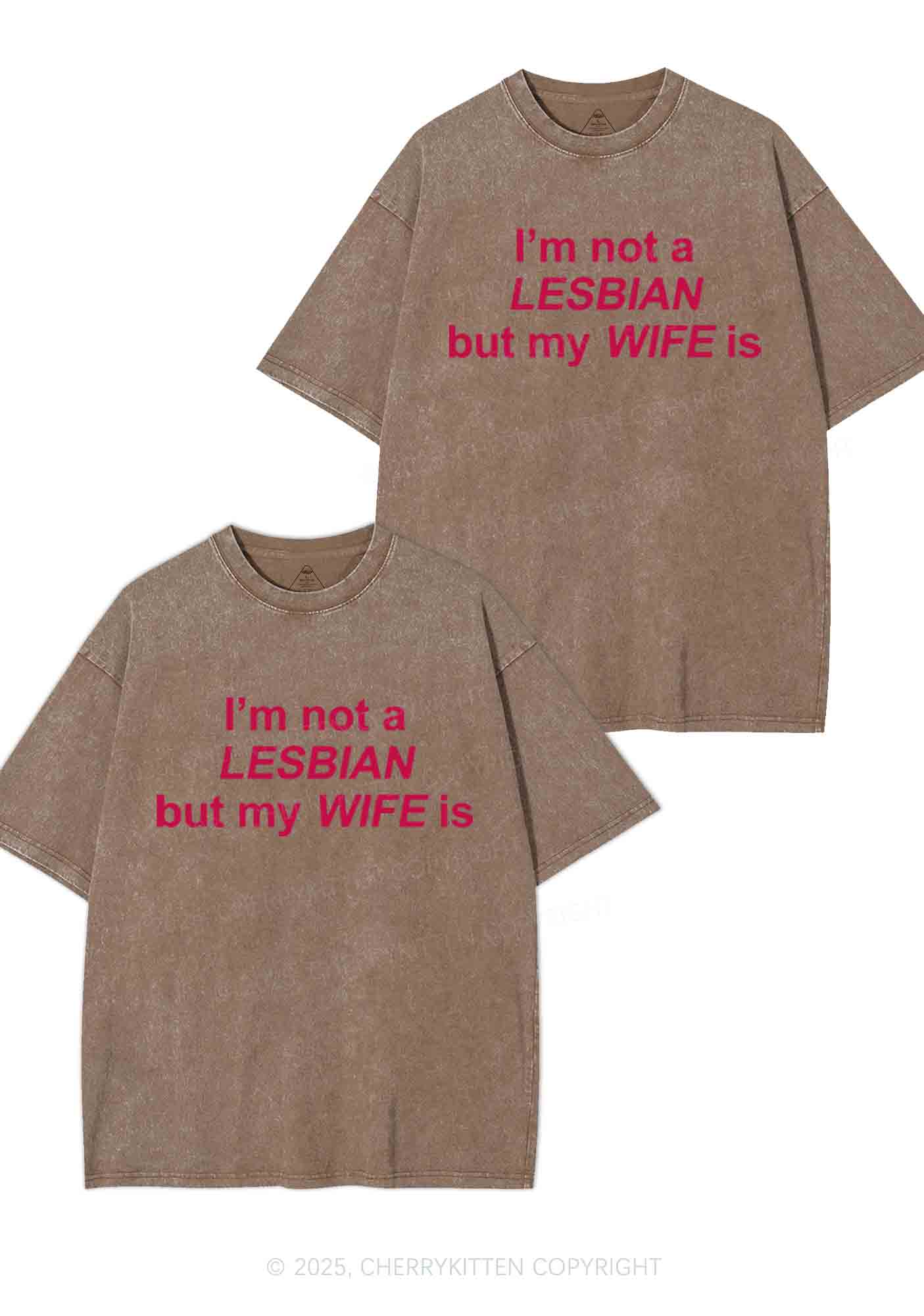My Wife Is Lesbian Y2K Valentine's Day Washed Tee Cherrykitten