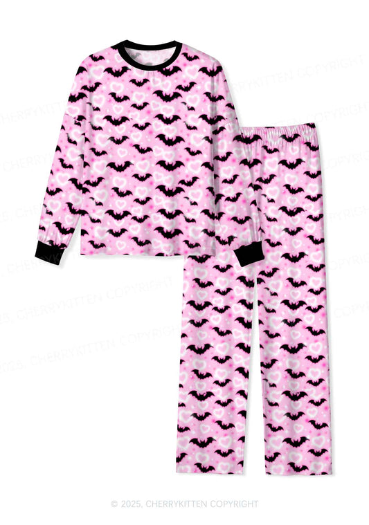Bat Princess Valentine's Day Y2K Print Long Sleeve Pajama Set Cherrykitten