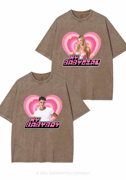 Custom Photo My Baby Y2K Valentine's Day Washed Tee Cherrykitten