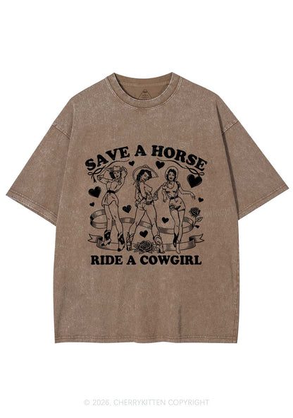 Ride A Cowgirl Valentine's Day Y2K Shirts Washed Tee Cherrykitten