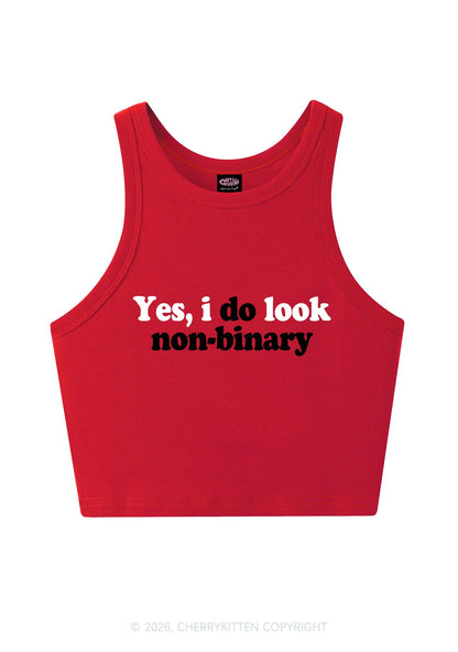 I Do Look Nonbinary Pride Y2K Crop Tank Top Cherrykitten