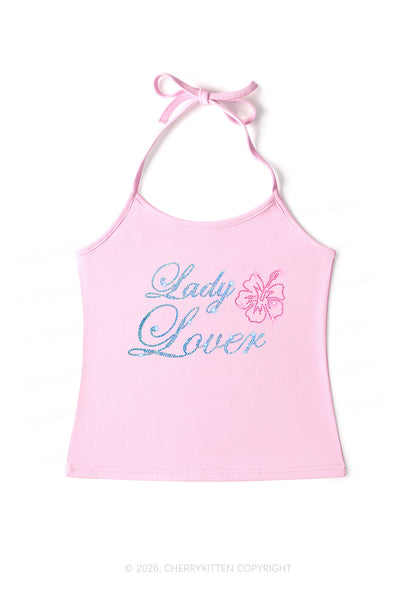 Rhinestone Lady Lover Pride Y2K Halter Neck Cami Cherrykitten