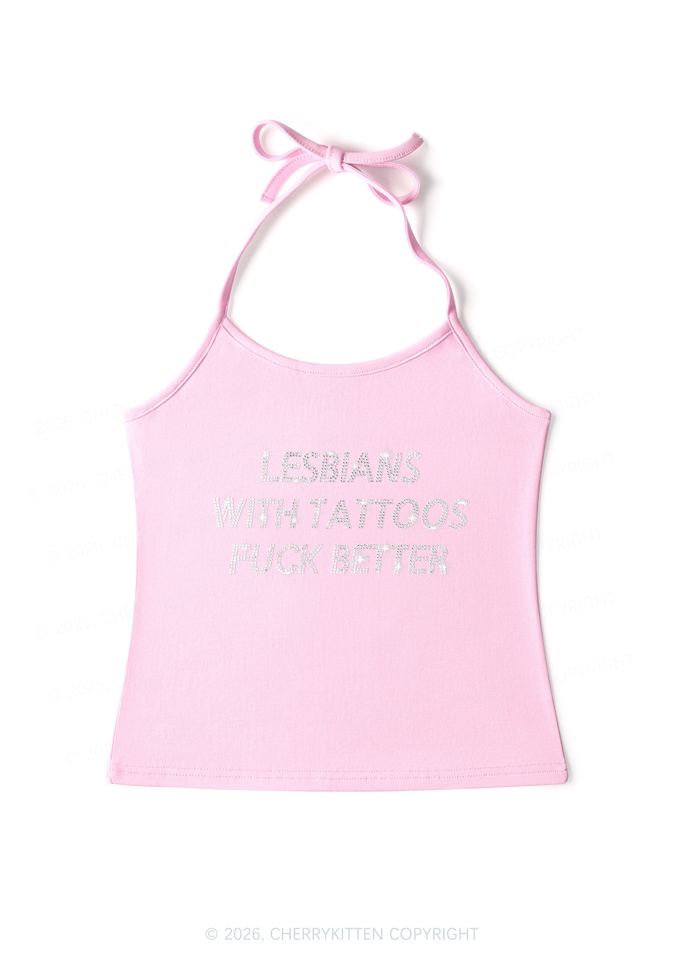 Rhinestone Lesbians With Tattoos Fxxk Better Pride Y2K Halter Neck Cami Cherrykitten