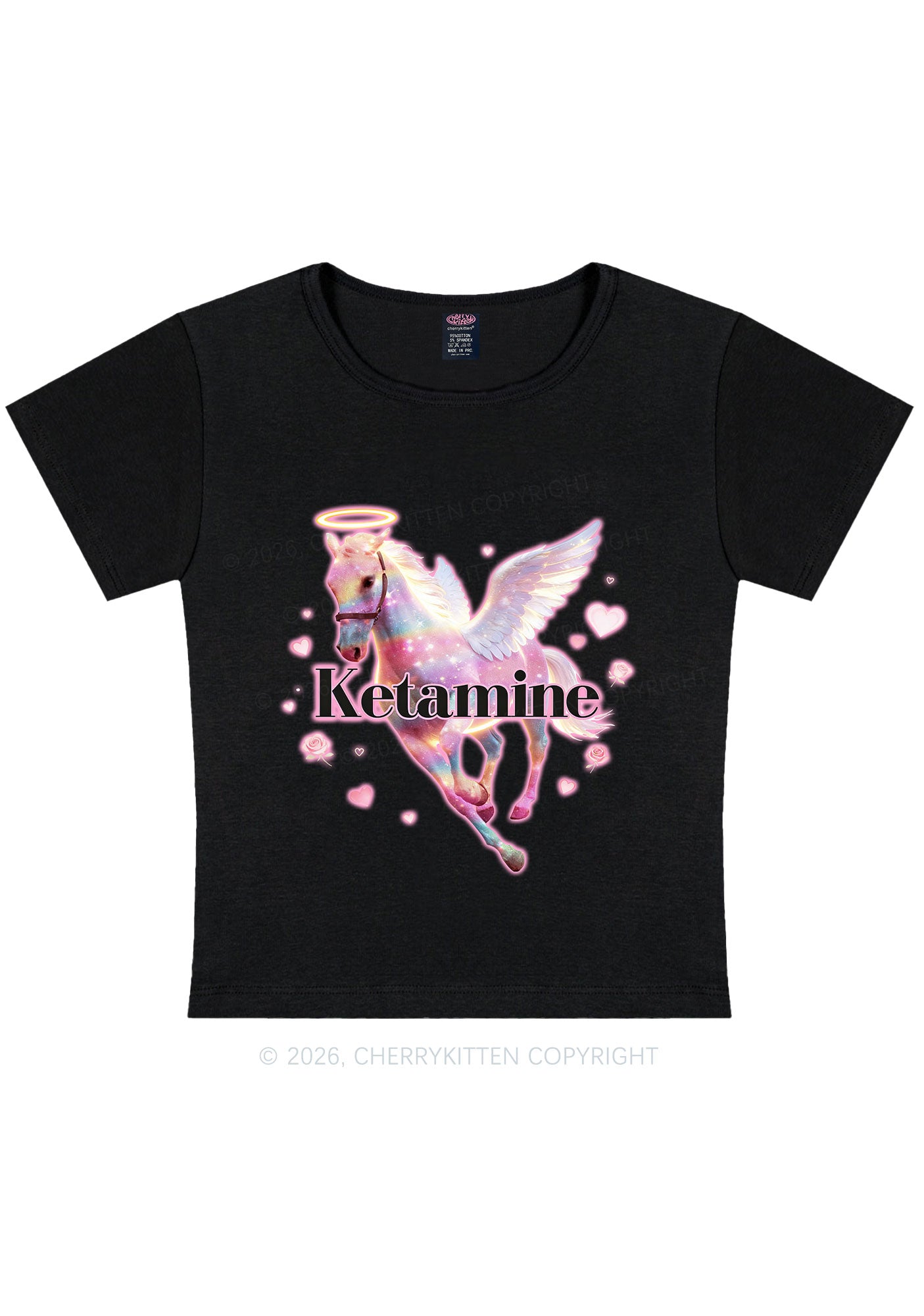 Angel K Horse Valentine's Day Y2K Baby Tee Cherrykitten