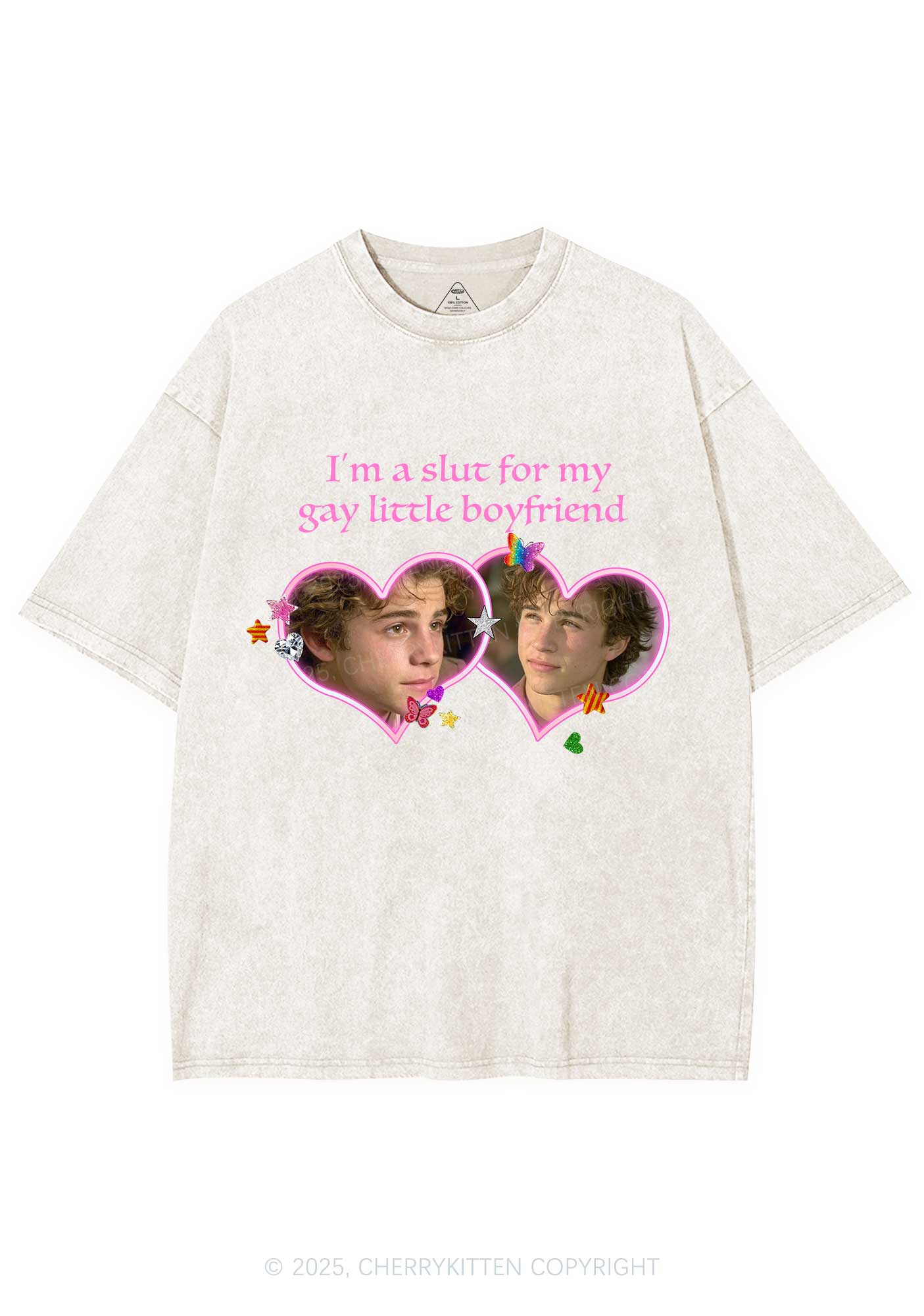Custom Slxt Gay BF Photo Y2K Shirts Washed Tee Cherrykitten