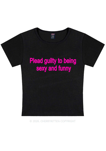 Plead Guilty To Being Funny Y2K Baby Tee Cherrykitten