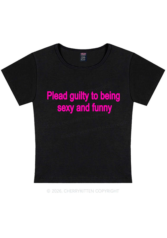 Plead Guilty To Being Funny Y2K Baby Tee Cherrykitten