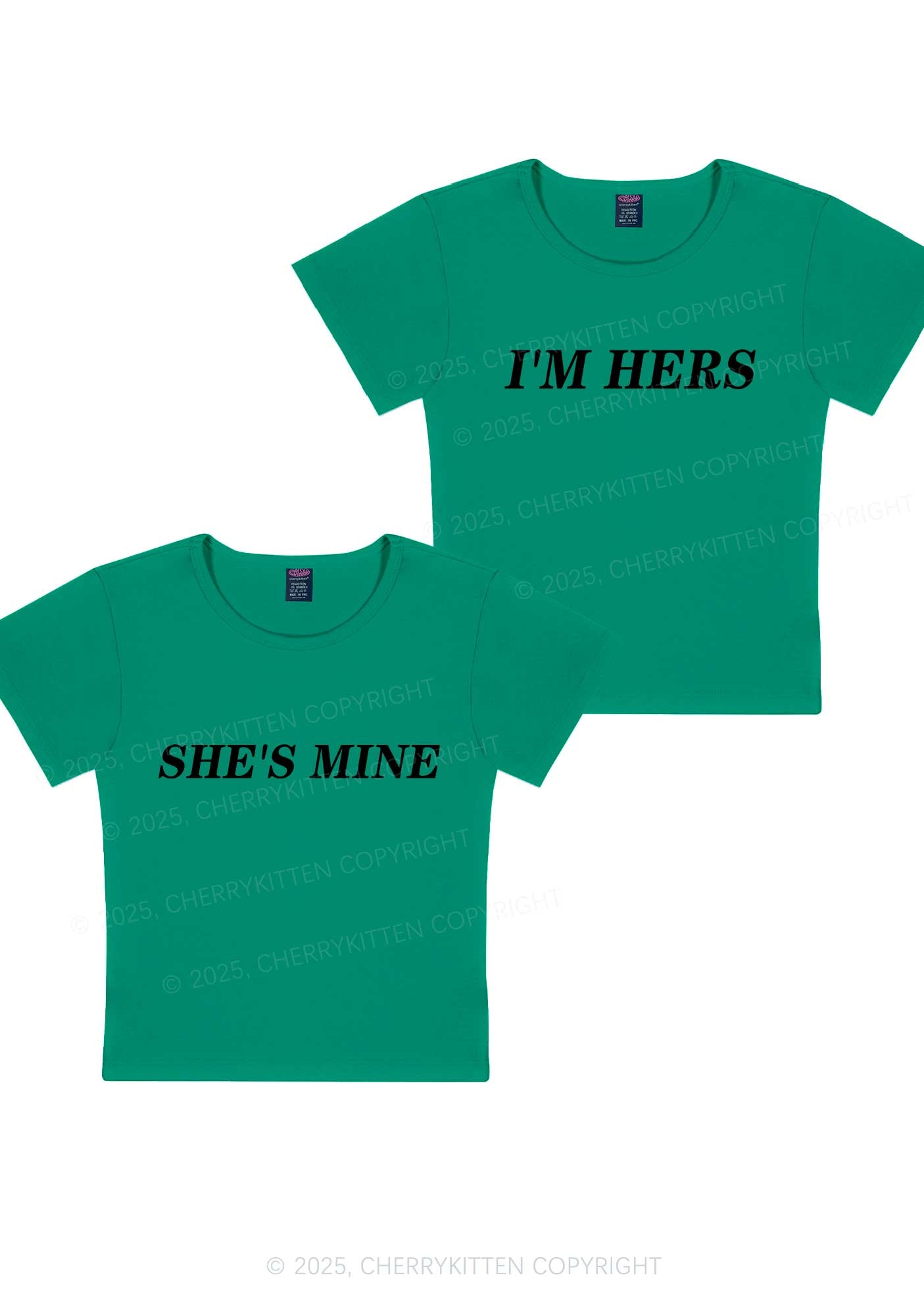 Shes Mine Im Hers Y2K Valentine's Day Baby Tee Cherrykitten