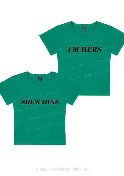 Shes Mine Im Hers Y2K Valentine's Day Baby Tee Cherrykitten