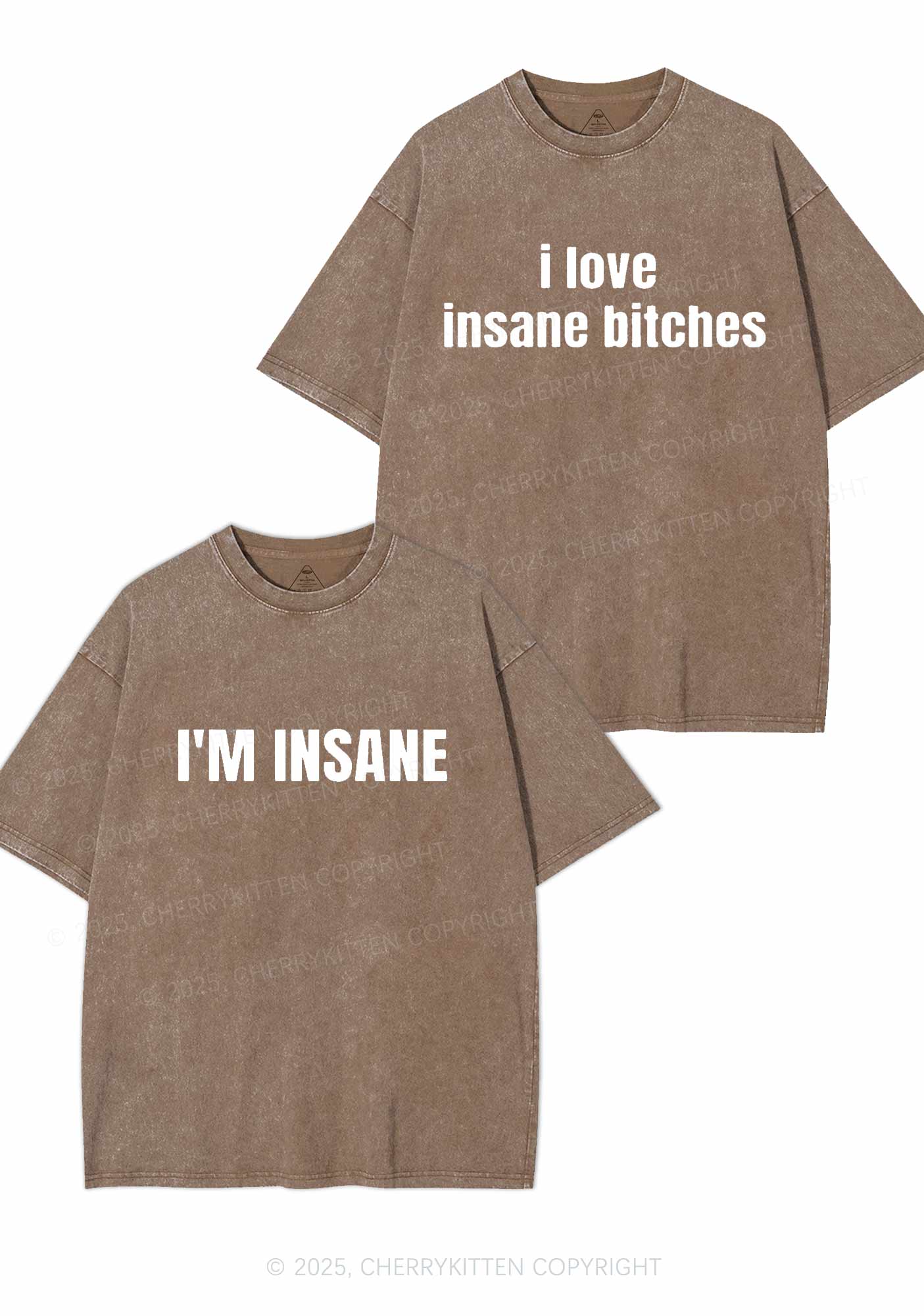 I Love Insane Y2K Valentine's Day Washed Tee Cherrykitten
