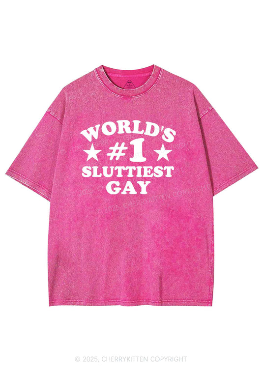 Worlds First Slxttiest Gay Pride Y2K Shirts Washed Tee Cherrykitten