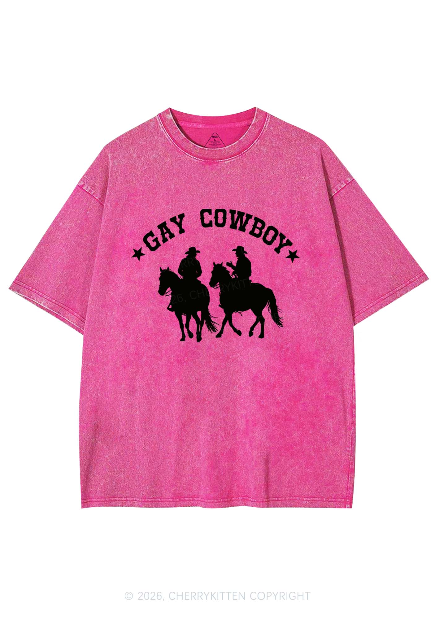 Gay Cowboy Pride Y2K Shirts Washed Tee Cherrykitten