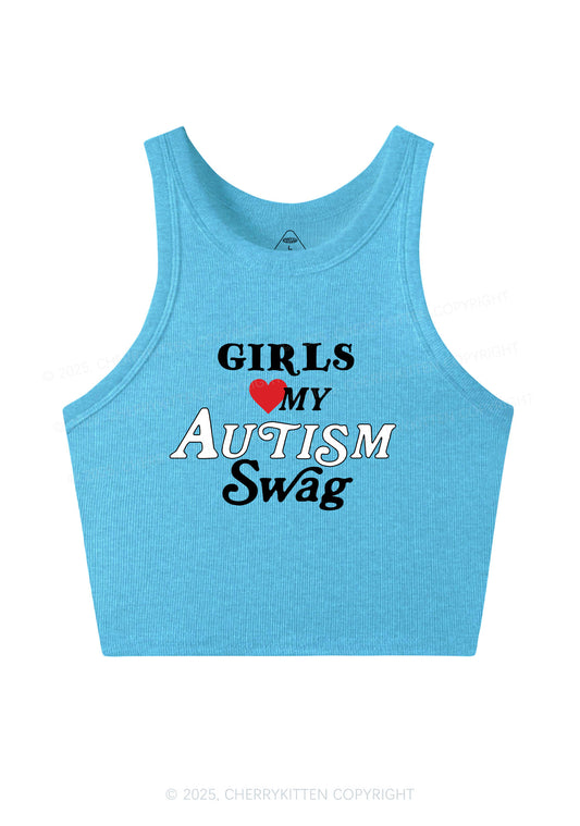 Girls Love Autism Swag Y2K Crop Tank Top Cherrykitten