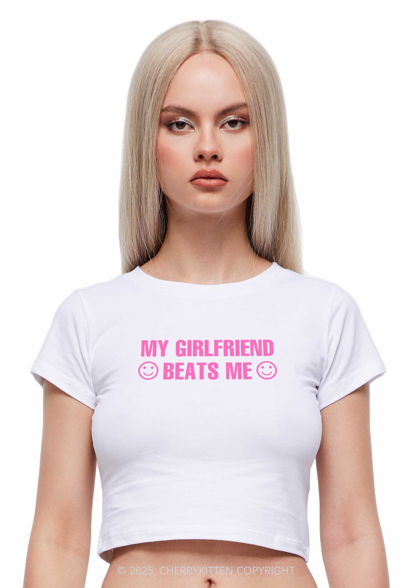 My Girlfriend Beats Me Pride Y2K Baby Tee Cherrykitten