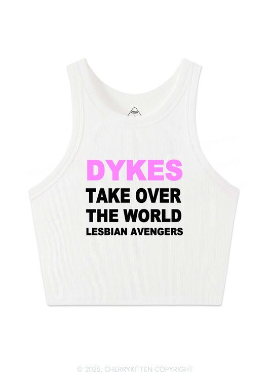 Dyke Take Over The World Y2K Crop Tank Top Cherrykitten