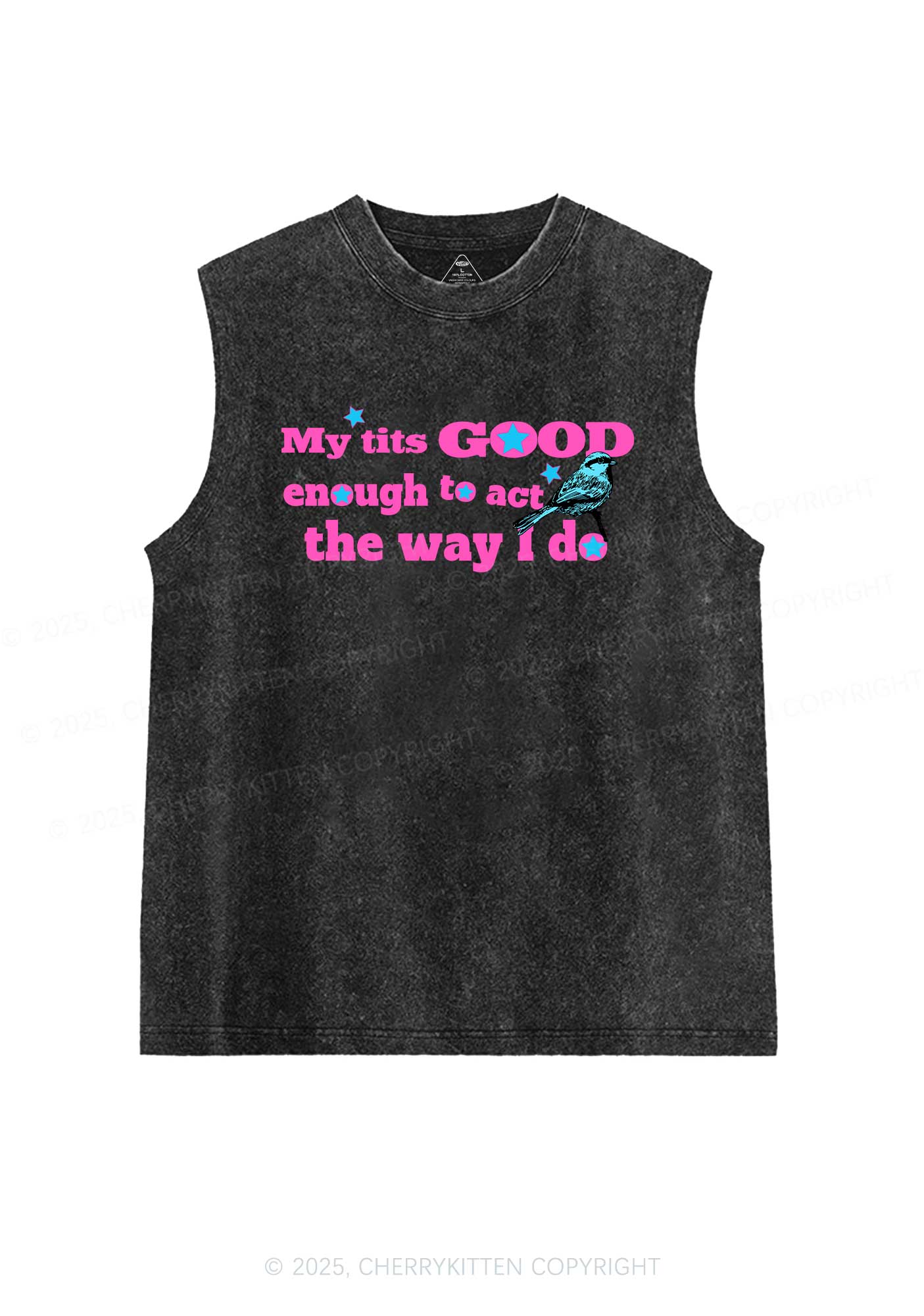 Good To Act Way Y2K Washed Muscle Tank Cherrykitten