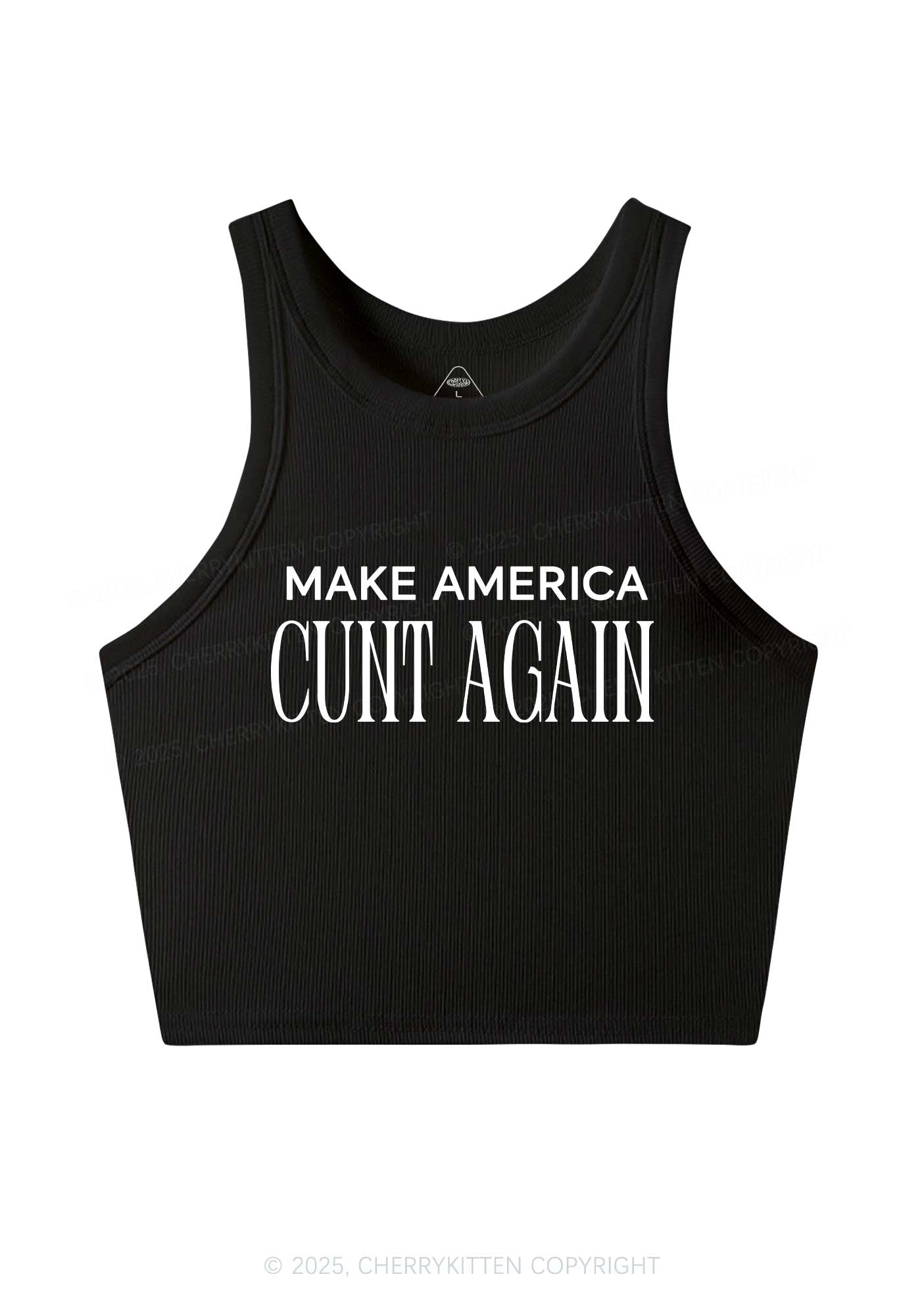 Make America Cxxt Again Y2K Crop Tank Top Cherrykitten