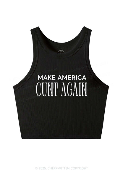 Make America Cxxt Again Y2K Crop Tank Top Cherrykitten