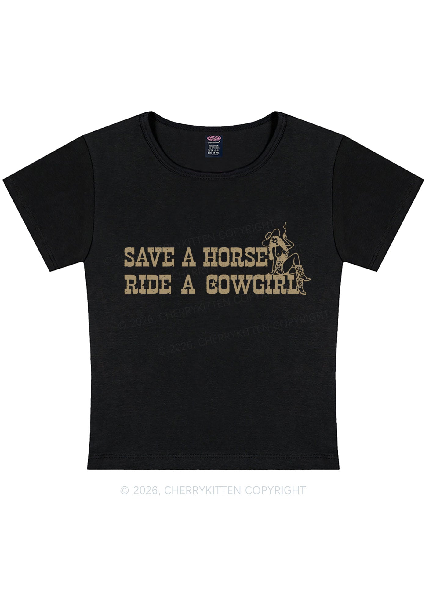 Ride Western Cowgirl Y2K Baby Tee Cherrykitten