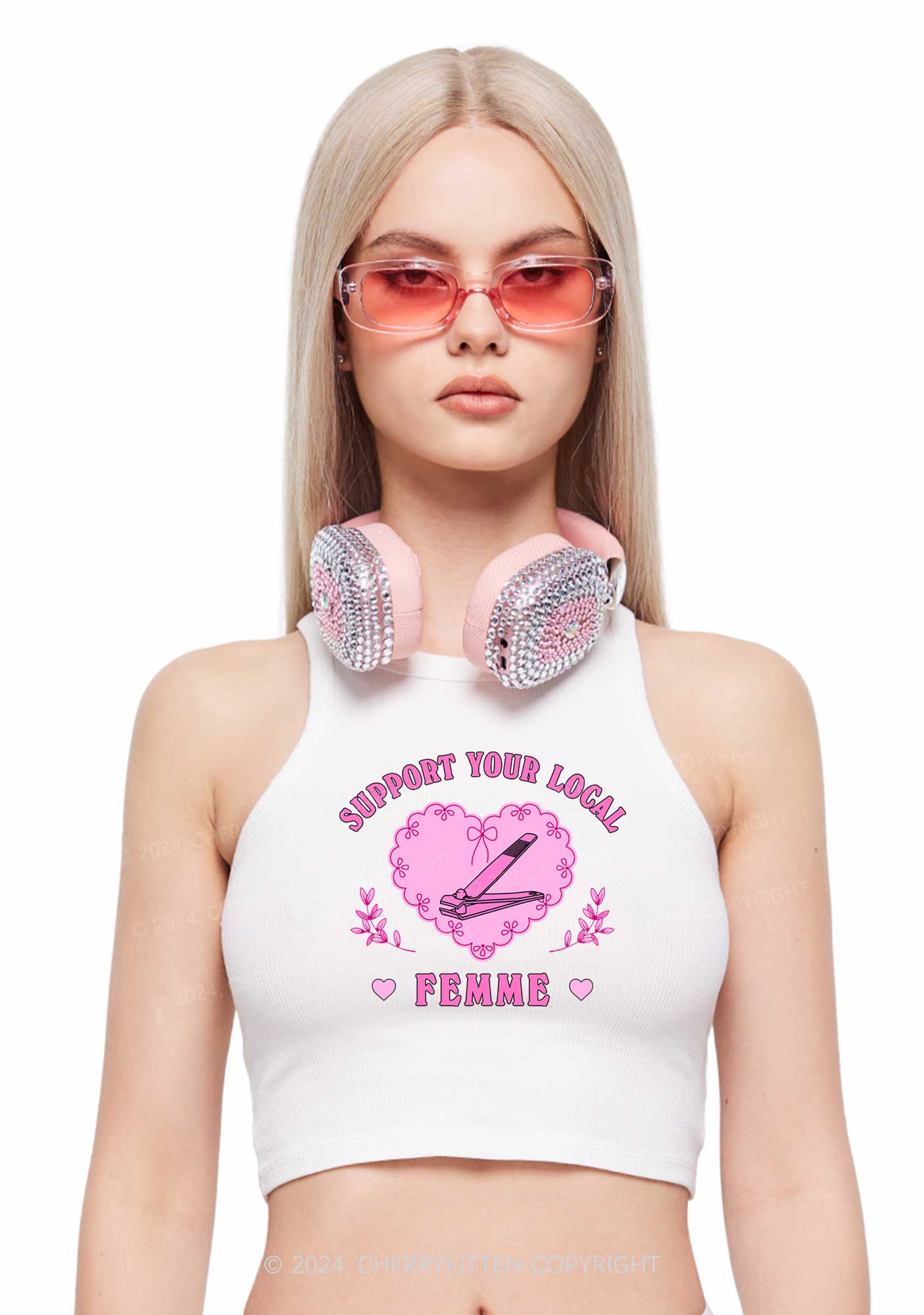 Support Your Local Femme Y2K Crop Tank Top Cherrykitten
