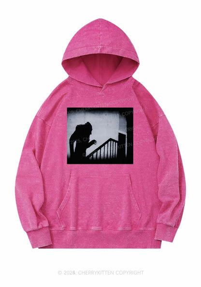 Halloween Stairs Intruder Y2K Washed Hoodie Cherrykitten