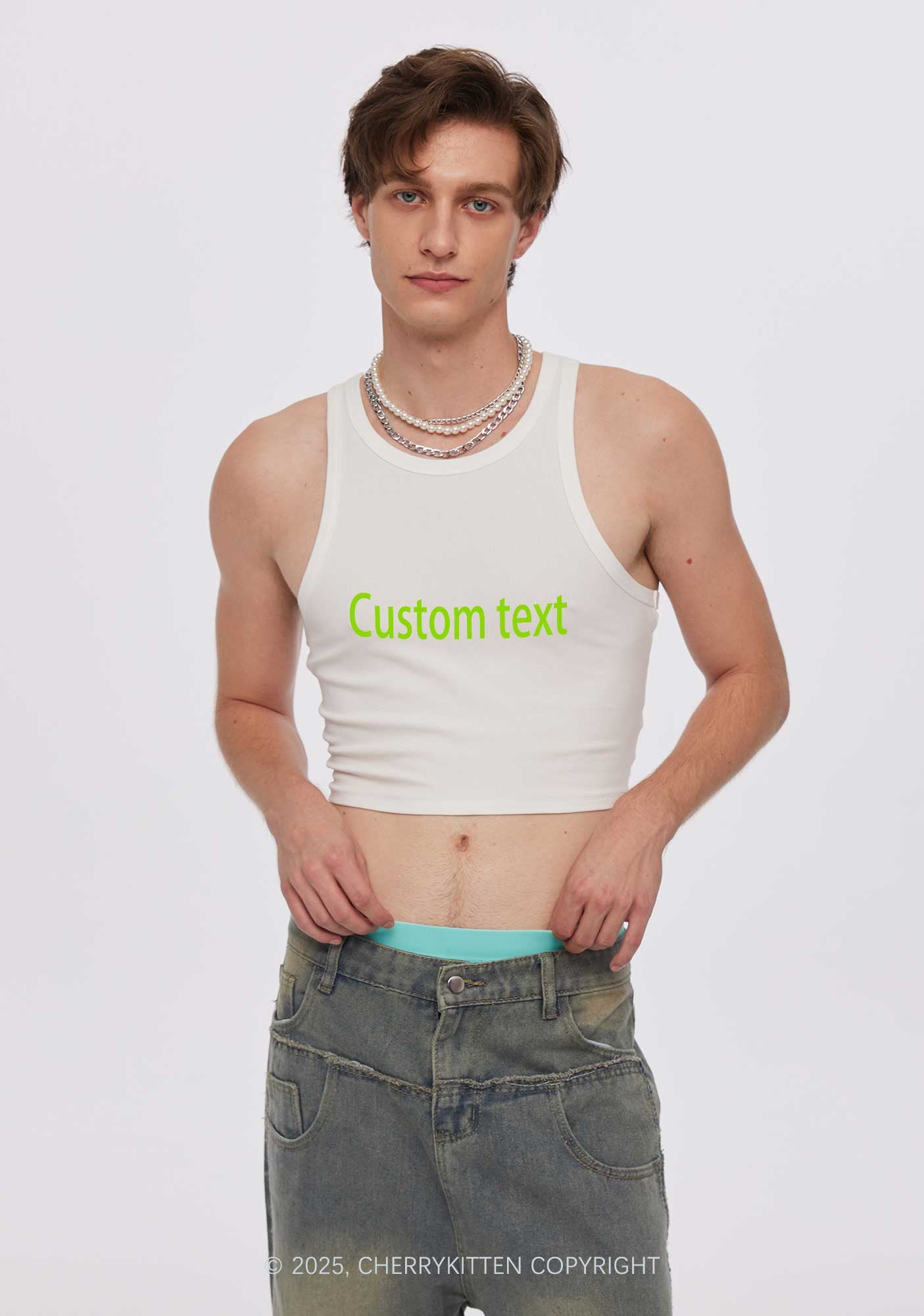 Custom Brat Text Y2K Crop Tank Top Cherrykitten