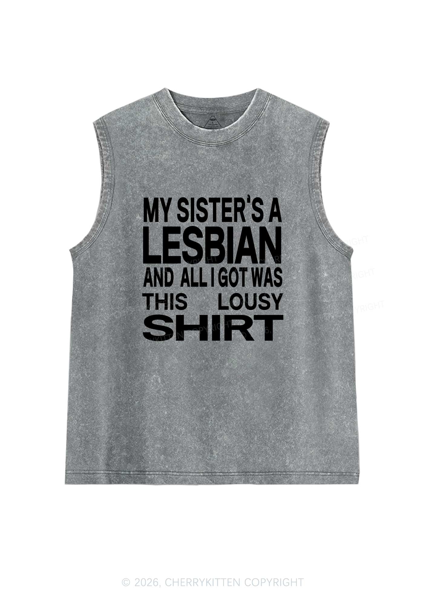 My Sisters A Lesbian Pride Y2K Washed Muscle Tank Cherrykitten