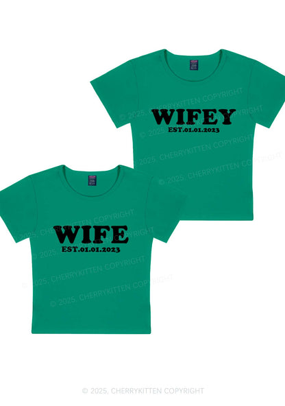Wife Wifey Custom Date Y2K Valentine's Day Baby Tee Cherrykitten