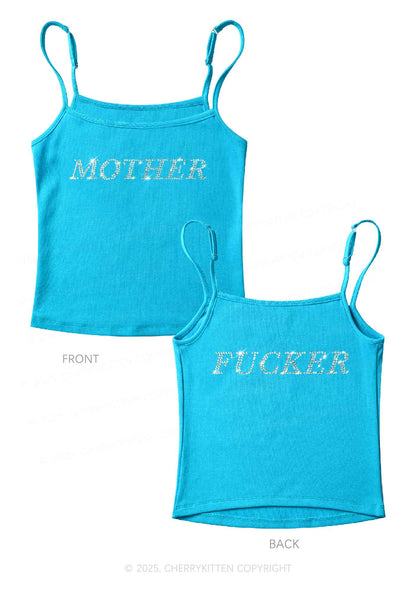 Rhinestone Motherfxcker Two Sides Y2K Spaghetti Strap Cami Cherrykitten