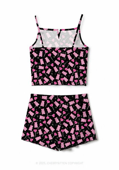 Lollipops Gummies Valentine's Day Y2K Print Cami Shorts Pajama Set Cherrykitten