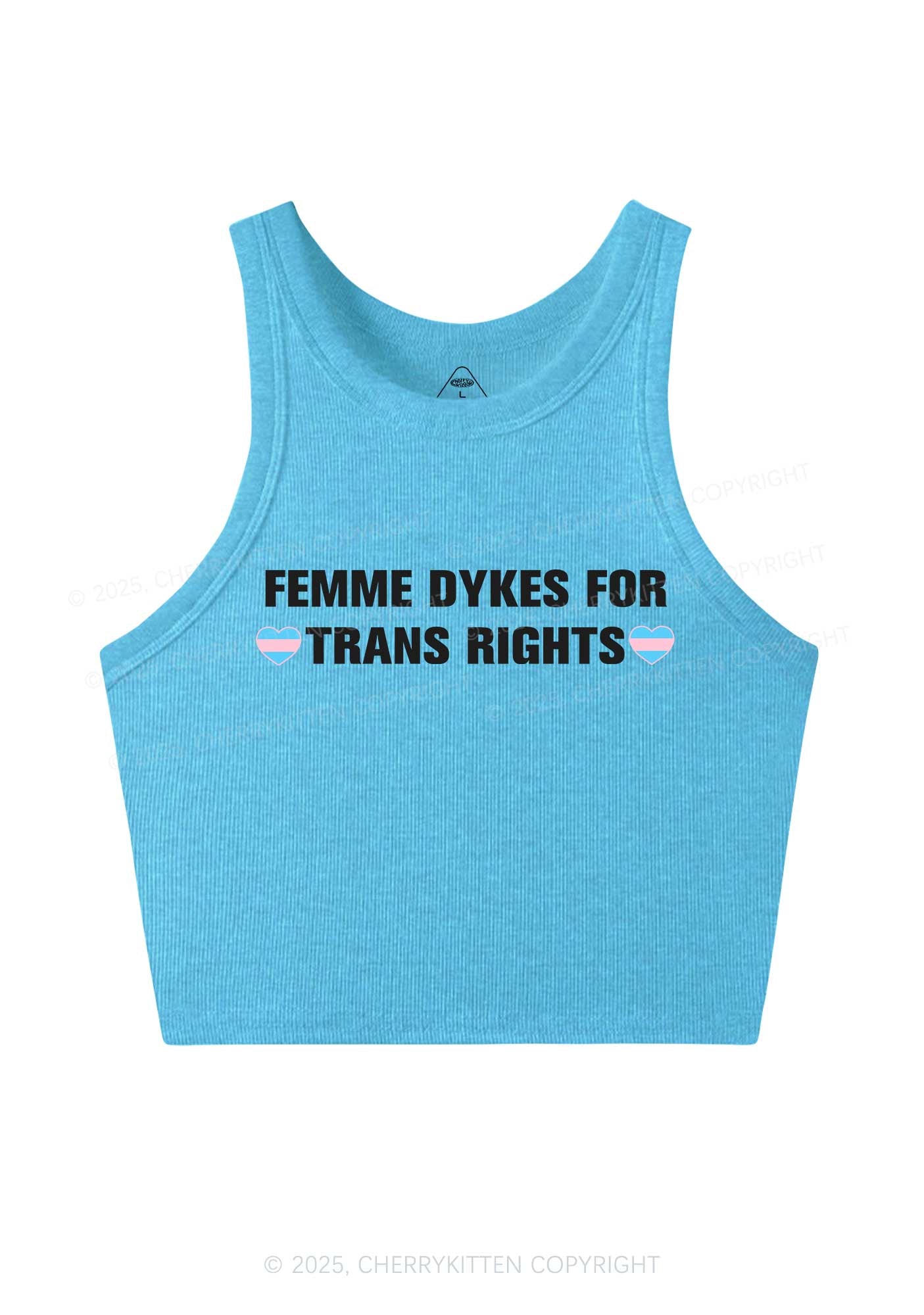 Femme Dykes For Trans Rights Y2K Crop Tank Top Cherrykitten