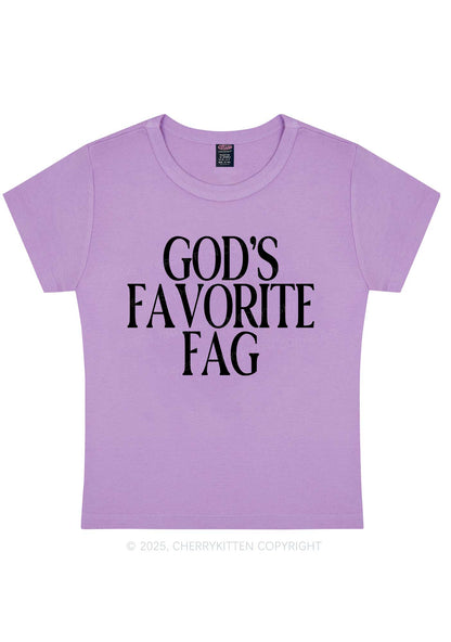 Gods Favorite Fag Pride Y2K Baby Tee Cherrykitten